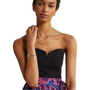 NWT Porridge By Anthropologie Women’s Black Bustier Corset Strapless Top